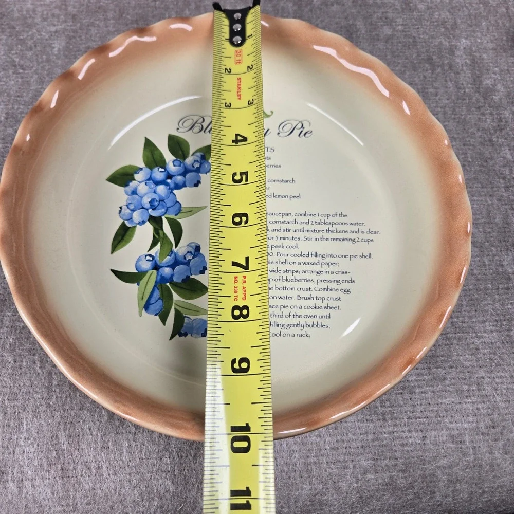 Nantucket Blueberry Pie Recipe Ceramic 10 Inch Deep Dish Scalloped Pie Plate